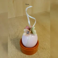 Handgemachte Ostereier 6er Set, pastellfarbene Ostereier mit Blüten und Satinband, Osterdeko zum aufhängen, Osterschmuck