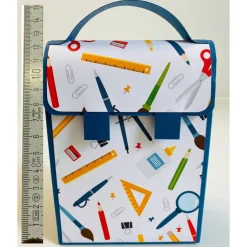 Handgemachte Schultasche aus Karton – Geschenkverpackung zur Einschulung (9 x 12 x 5 cm)