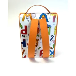 Handgemachte Schultasche aus Karton – Geschenkverpackung zur Einschulung (9 x 12 x 5 cm)