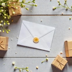 Handgemachte selbstklebende Wachssiegel mit Herz, goldene Flocken & Glitzer – 10er Set, Unikat, 3cm