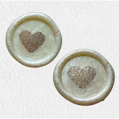 Handgemachte selbstklebende Wachssiegel mit Herz, goldene Flocken & Glitzer – 10er Set, Unikat, 3cm