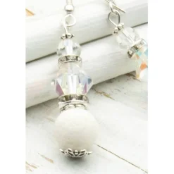 Handgemachte weiße Glas Ohrhänger – Brautschmuck, Hochzeit, Unikat & Geschenkidee