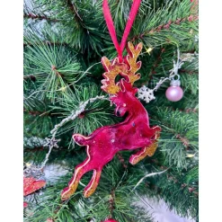 Handgemachte Weihnachtsbaumdeko Resin – Rentier – Epoxidharz Anhänger Weihnachten Geschenk
