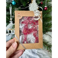 Handgemachte Weihnachtsbaumdeko Resin – Rentier – Epoxidharz Anhänger Weihnachten Geschenk