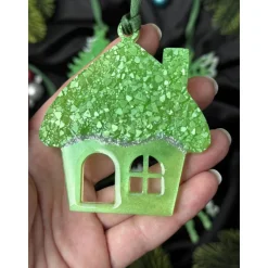 Handgemachte Weihnachtsbaumdeko Resin – Fee, Tanne, Märchenhaus, Pferd – Epoxidharz Anhänger Weihnachten Geschenk Grün