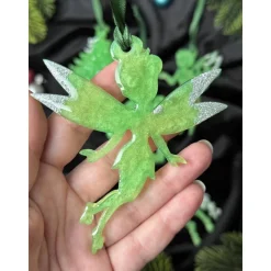 Handgemachte Weihnachtsbaumdeko Resin – Fee, Tanne, Märchenhaus, Pferd – Epoxidharz Anhänger Weihnachten Geschenk Grün