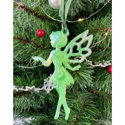 Handgemachte Weihnachtsbaumdeko Resin – Fee, Tanne, Märchenhaus, Pferd – Epoxidharz Anhänger Weihnachten Geschenk Grün