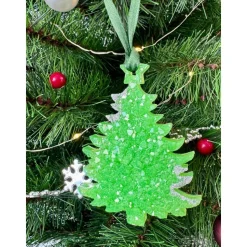 Handgemachte Weihnachtsbaumdeko Resin – Fee, Tanne, Märchenhaus, Pferd – Epoxidharz Anhänger Weihnachten Geschenk Grün