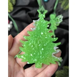 Handgemachte Weihnachtsbaumdeko Resin – Fee, Tanne, Märchenhaus, Pferd – Epoxidharz Anhänger Weihnachten Geschenk Grün