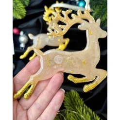 Handgemachte Weihnachtsbaumdeko Resin – Rentier – Epoxidharz Anhänger Weihnachten Geschenk