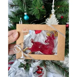 Handgemachte Weihnachtsbaumdeko Resin – Rentier – Epoxidharz Anhänger Weihnachten Geschenk