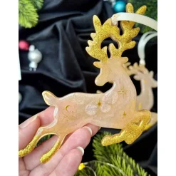 Handgemachte Weihnachtsbaumdeko Resin – Rentier – Epoxidharz Anhänger Weihnachten Geschenk