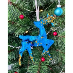 Handgemachte Weihnachtsdeko Resin Rentier – Epoxidharz Anhänger Blau Unikat Geschenk