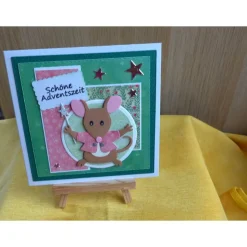Handgemachte Weihnachtskarte mit Maus,