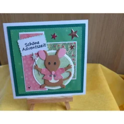 Handgemachte Weihnachtskarte mit Maus,
