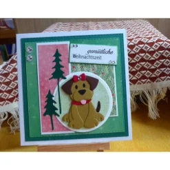 Handgemachte Weihnachtskarte mit Hund