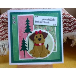 Handgemachte Weihnachtskarte mit Hund