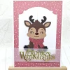 Handgemachte Weihnachtskarte mit braunem Rentieranhänger & Umschlag – Unikat mit Dekoanhänger