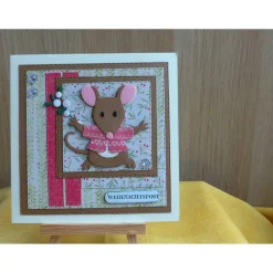 Handgemachte Weihnachtskarte mit Maus,Weihnachtspost