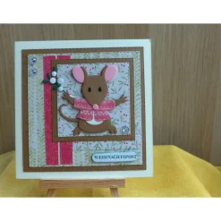 Handgemachte Weihnachtskarte mit Maus,Weihnachtspost