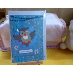 Handgemachte Weihnachtskarte mit Eule