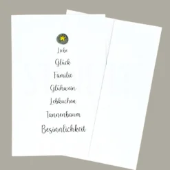 Handgemachte Weihnachtskarte mit Mini-Steinbild und Umschlag – Liebe, Glück & Besinnlichkeit