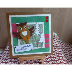 Handgemachte Weihnachtskarte mit Eule