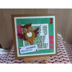 Handgemachte Weihnachtskarte mit Eule