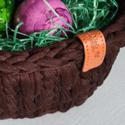 Handgemachtes Häkelkörbchen, Osternest aus braunem Textilgarn gehäkelt (2)
