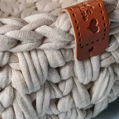 Handgemachtes Häkelkörbchen, Osternest aus beigem Textilgarn (2) – vielseitig & dekorativ