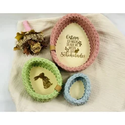 Handgemachtes Osternest mit Holzboden -  3 Größen & Gravur-Optionen