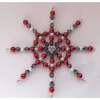 Handgemachtes Perlenstern-Set rot-grau-weiß aus 3 Sternen, Weihnachtsdeko, Weihnachtsbaum, Christbaum, Weihnachten, Adve