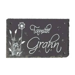 Handgemachtes Schieferschild personalisiert mit Name – Exklusives Türschild aus Schiefer als Geschenk zur Geburt, Einzug & Hochzeit