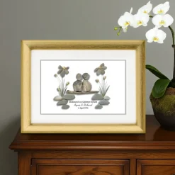 Handgemachtes Steinbild Goldene Hochzeit – optional passende Karte , Geschenkidee 50 Jahre Ehe