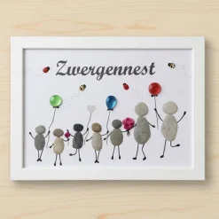Handgemachtes Steinbild Kita Gruppenbild – Personalisiertes Abschiedsgeschenk mit Wunschname, STB-228