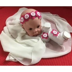 Handgemachtes Taufset *Mira* – Haarreif & Babyschuhe mit Blüten | Individuell & Einzigartig