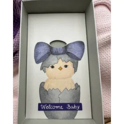 Handgemalte Geschenkbox zur Geburt – Welcome Baby mit Geldfach & Schleife
