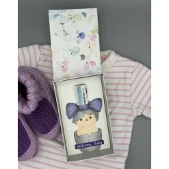 Handgemalte Geschenkbox zur Geburt – Welcome Baby mit Geldfach & Schleife