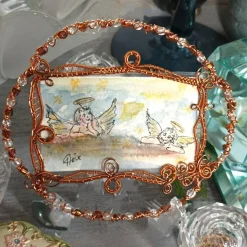 Handgemalter Engel prunkvoll gerahmt – Schutzengel Geschenk Aquarell Miniatur