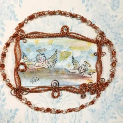 Handgemalter Engel prunkvoll gerahmt – Schutzengel Geschenk Aquarell Miniatur