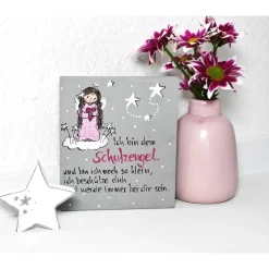 Handgemalter Schutzengel aus Holz – Geschenk fürs Patenkind zum Aufstellen & Aufhängen