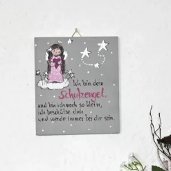 Handgemalter Schutzengel aus Holz – Geschenk fürs Patenkind zum Aufstellen & Aufhängen