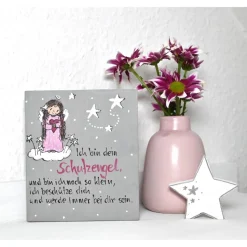 Handgemalter Schutzengel aus Holz – Geschenk fürs Patenkind zum Aufstellen & Aufhängen