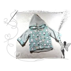 Handgenähte Babyjacke Gr.56 – Wendejacke Blau Zootiere – Geschenk zur Geburt