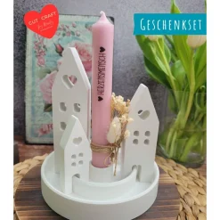 Handmade Geschenkset Geburtstag,Mitbringsel,Geschenkidee Geburtstag,Kerzenständer,Kerze,Muttertag,Geschenk Kollegen