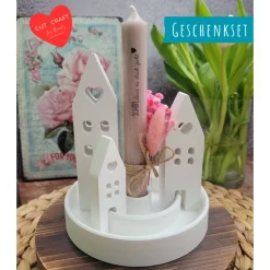 Handmade Geschenkset Geburtstag,Mitbringsel,Geschenkidee Geburtstag,Kerzenständer,Kerze,Muttertag,Geschenk Kollegen
