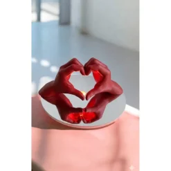 Hands Heart Skulptur Duochrome | Irisierende Deko Handzeichen | Liebe Geschenk | PLA 3D-Druck Kunstwerk | Modernes Regal