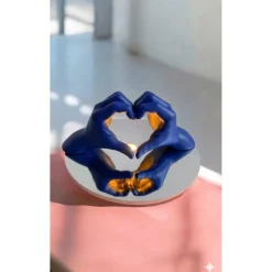 Hands Heart Skulptur Duochrome | Irisierende Deko Handzeichen | Liebe Geschenk | PLA 3D-Druck Kunstwerk | Modernes Regal