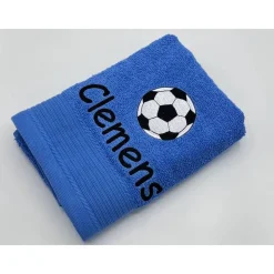 Handtuch ( 50 x 100 cm ) + Fussball Motiv (#Nr. 35) + Name / Kinderhandtuch