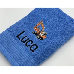 Handtuch ( 50 x 100 cm ) + Motiv Bagger (#Nr.60) + Name / Kinderhandtuch